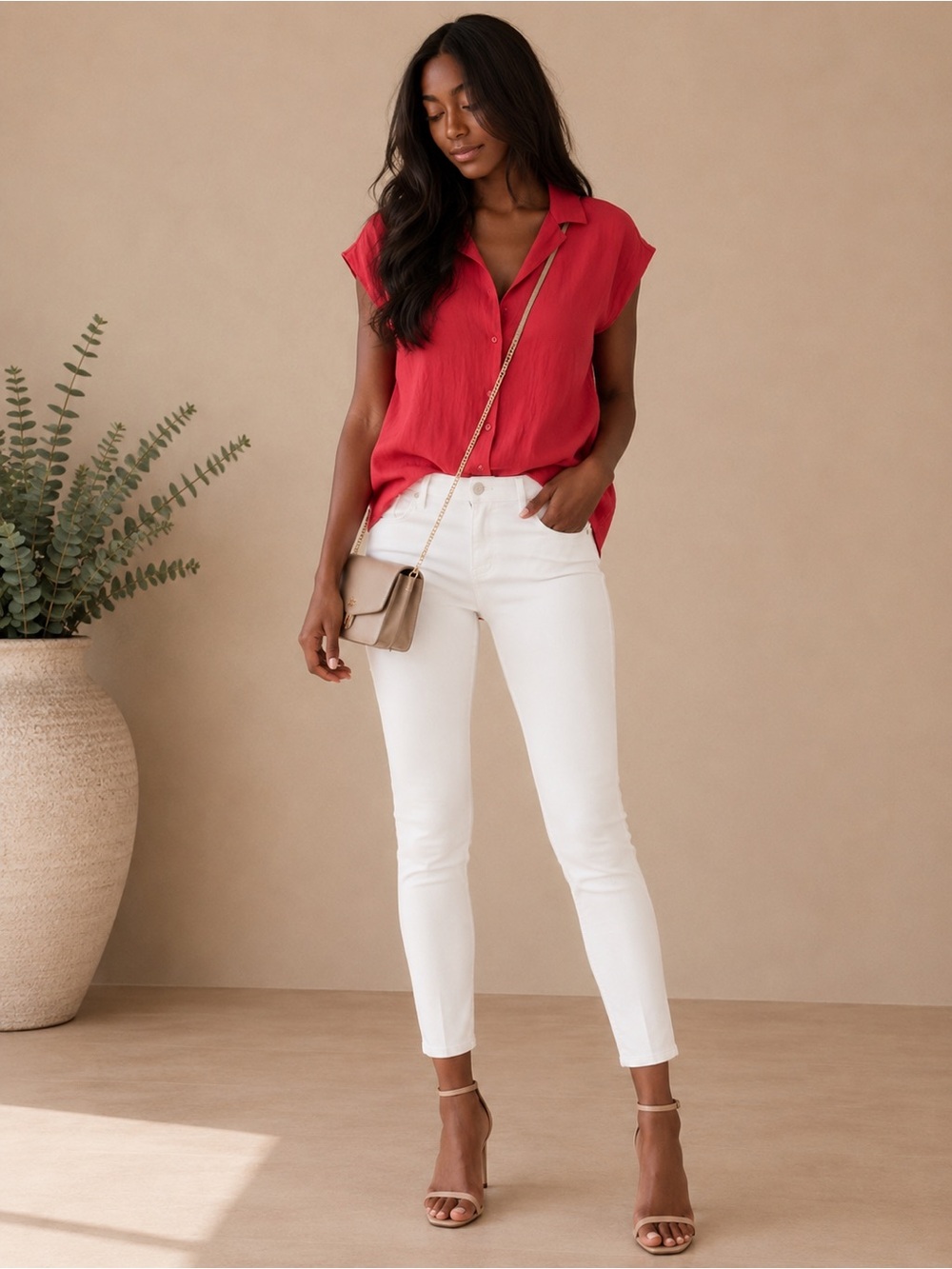 Banana Republic deep maroon Sleeveless Button-Down Shirt -✨✨❤️